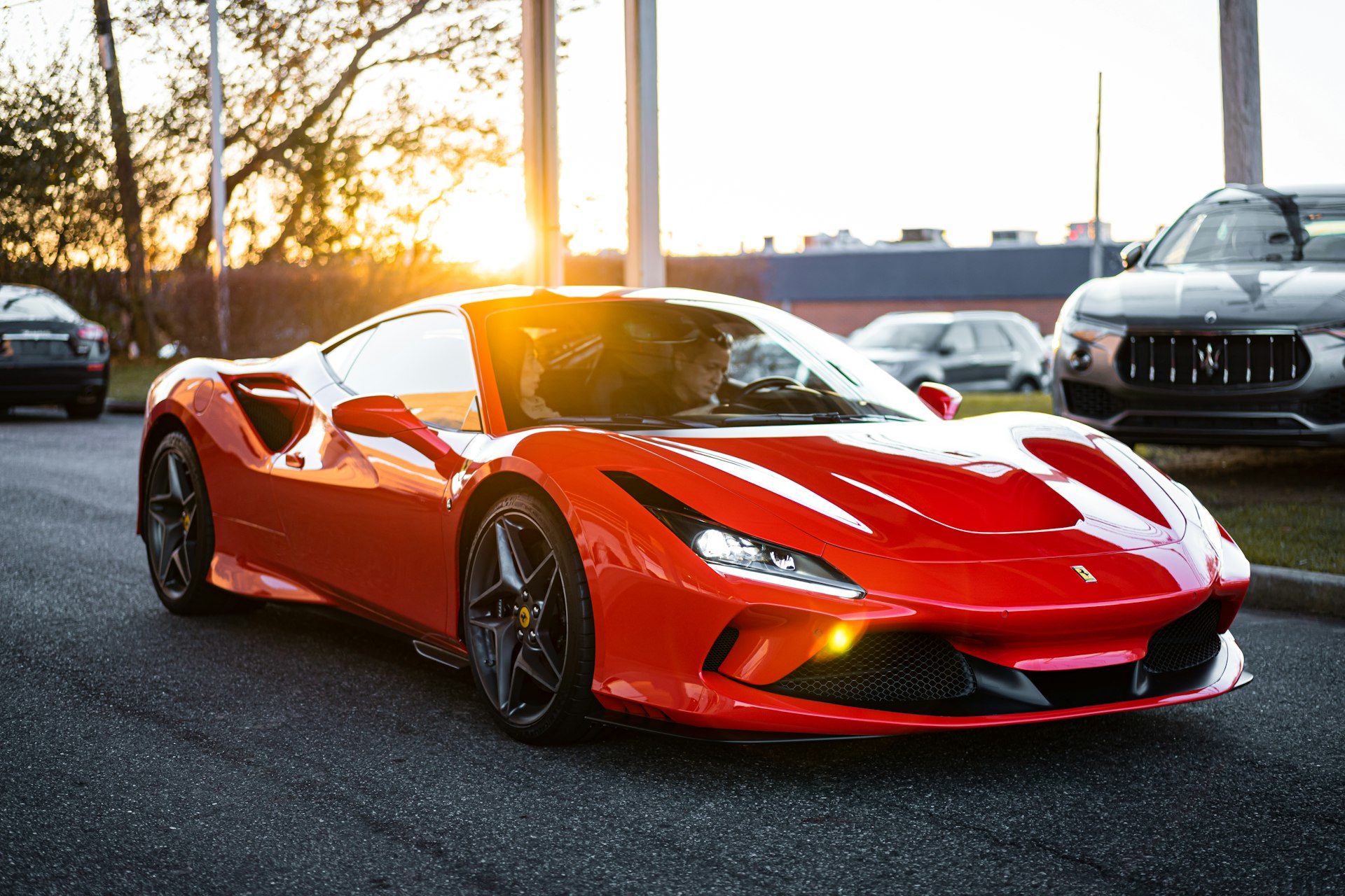 Ferrari F8 sunset